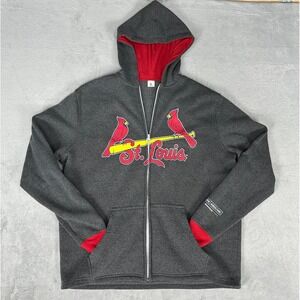 St. Louis‎ Cardinals Full Zip Hoodie Men's XL Gray Red Logo Baseball Sweatshirt